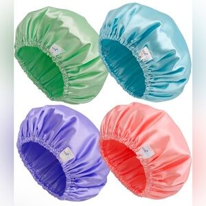 Shower Caps for Women Reusable Waterproof 4 PCS Bath Caps Hair Cover for Shower‍